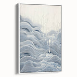 Abstract Electric Wave Art - Flowing Blue and White Modern Decor Canvas