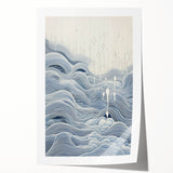 Abstract Electric Wave Art - Flowing Blue and White Modern Decor Canvas