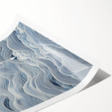 Abstract Electric Wave Art - Flowing Blue and White Modern Decor Canvas