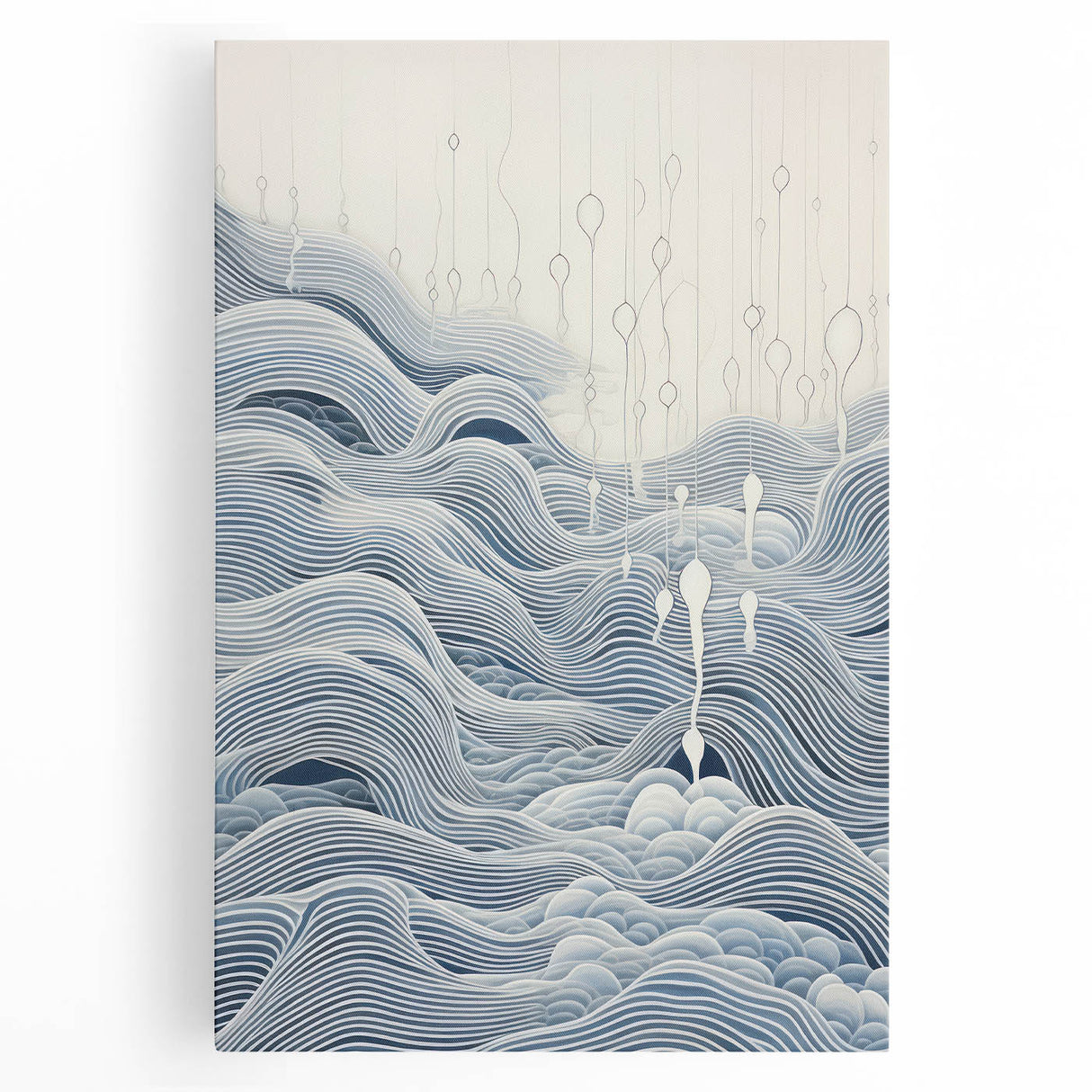 Abstract Electric Wave Art - Flowing Blue and White Modern Decor Canvas