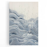 Abstract Electric Wave Art - Flowing Blue and White Modern Decor Canvas