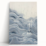 Abstract Electric Wave Art - Flowing Blue and White Modern Decor Canvas