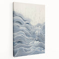 Abstract Electric Wave Art - Flowing Blue and White Modern Decor Canvas