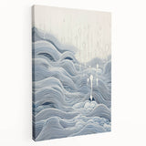 Abstract Electric Wave Art - Flowing Blue and White Modern Decor Canvas