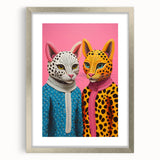 Vibrant Electric Animal Art - Colorful Cat Duo Portrait Modern Canvas