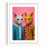 Vibrant Electric Animal Art - Colorful Cat Duo Portrait Modern Canvas