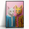 Vibrant Electric Animal Art - Colorful Cat Duo Portrait Modern Canvas