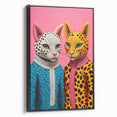 Vibrant Electric Animal Art - Colorful Cat Duo Portrait Modern Canvas
