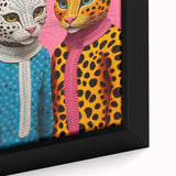 Vibrant Electric Animal Art - Colorful Cat Duo Portrait Modern Canvas