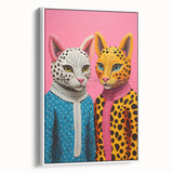 Vibrant Electric Animal Art - Colorful Cat Duo Portrait Modern Canvas