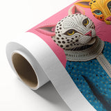 Vibrant Electric Animal Art - Colorful Cat Duo Portrait Modern Canvas