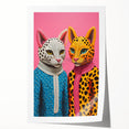 Vibrant Electric Animal Art - Colorful Cat Duo Portrait Modern Canvas