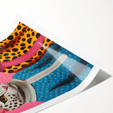 Vibrant Electric Animal Art - Colorful Cat Duo Portrait Modern Canvas