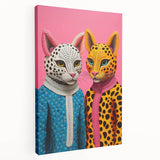 Vibrant Electric Animal Art - Colorful Cat Duo Portrait Modern Canvas