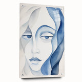 Abstract Electric Portrait - Blue Fluid Face Art for Modern Decor
