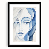 Abstract Electric Portrait - Blue Fluid Face Art for Modern Decor