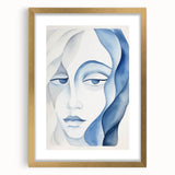 Abstract Electric Portrait - Blue Fluid Face Art for Modern Decor