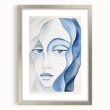 Abstract Electric Portrait - Blue Fluid Face Art for Modern Decor