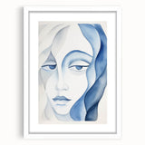 Abstract Electric Portrait - Blue Fluid Face Art for Modern Decor