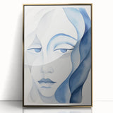 Abstract Electric Portrait - Blue Fluid Face Art for Modern Decor
