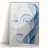 Abstract Electric Portrait - Blue Fluid Face Art for Modern Decor
