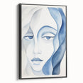 Abstract Electric Portrait - Blue Fluid Face Art for Modern Decor