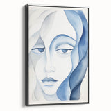 Abstract Electric Portrait - Blue Fluid Face Art for Modern Decor