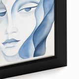 Abstract Electric Portrait - Blue Fluid Face Art for Modern Decor