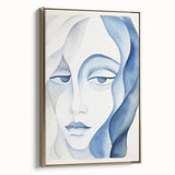 Abstract Electric Portrait - Blue Fluid Face Art for Modern Decor