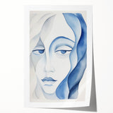 Abstract Electric Portrait - Blue Fluid Face Art for Modern Decor