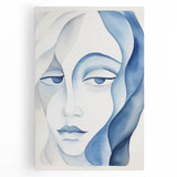 Abstract Electric Portrait - Blue Fluid Face Art for Modern Decor