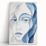 Abstract Electric Portrait - Blue Fluid Face Art for Modern Decor