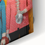 Whimsical Electric Animal Art - Colorful Rabbit Duo Portrait Canvas Print