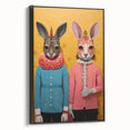 Whimsical Electric Animal Art - Colorful Rabbit Duo Portrait Canvas Print