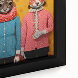Whimsical Electric Animal Art - Colorful Rabbit Duo Portrait Canvas Print