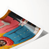 Whimsical Electric Animal Art - Colorful Rabbit Duo Portrait Canvas Print