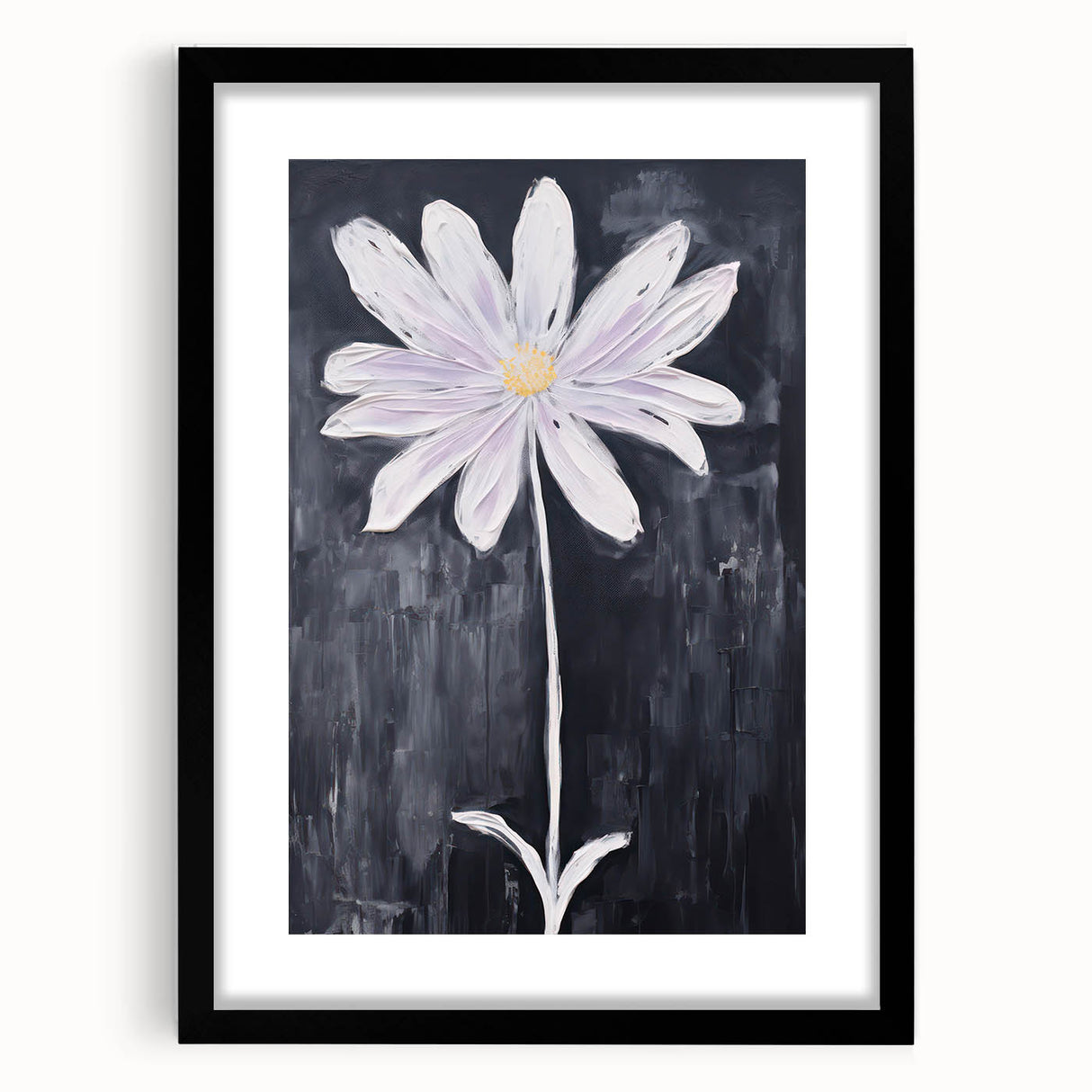 Minimalist Electric Flower Art - Black and White Floral Canvas Decor
