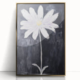 Minimalist Electric Flower Art - Black and White Floral Canvas Decor