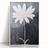 Minimalist Electric Flower Art - Black and White Floral Canvas Decor