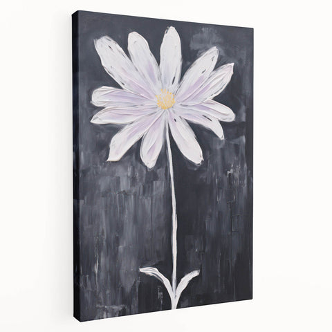 Minimalist Electric Flower Art - Black and White Floral Canvas Decor
