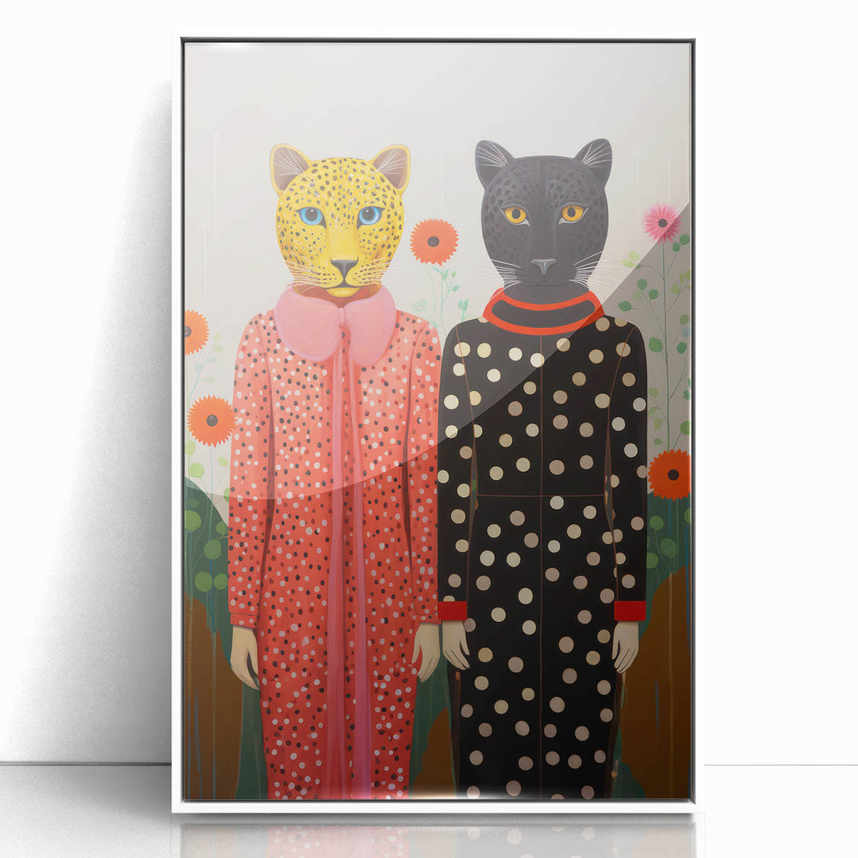 Playful Leopard Duo Art - Vibrant Animal Print Canvas for Modern Spaces
