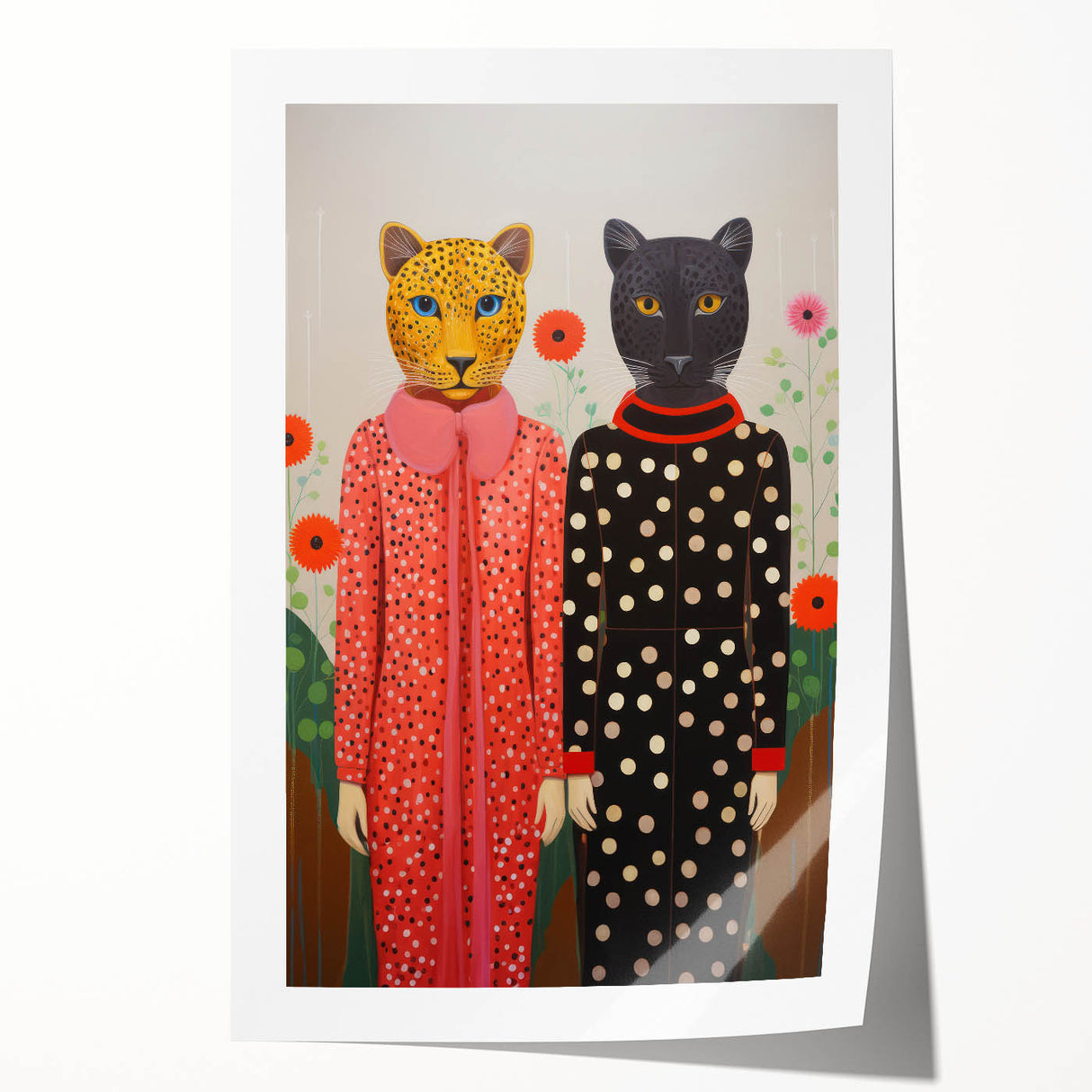 Playful Leopard Duo Art - Vibrant Animal Print Canvas for Modern Spaces