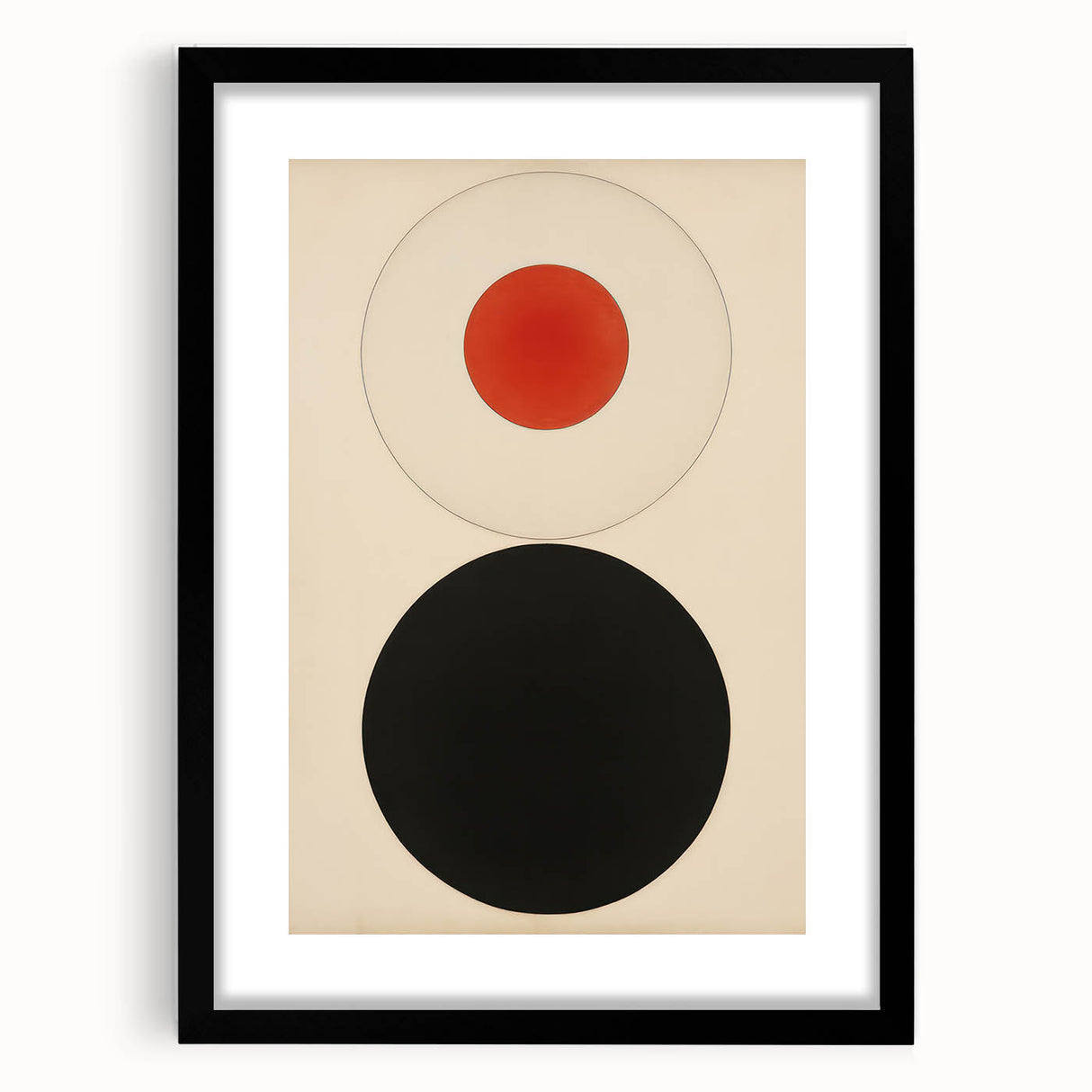 Bold Minimalist Circle Art - Red and Black Geometric Wall Canvas Decor
