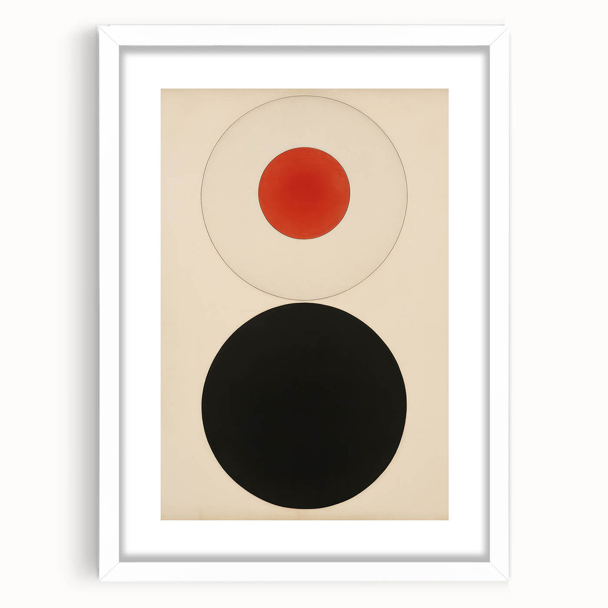 Bold Minimalist Circle Art - Red and Black Geometric Wall Canvas Decor