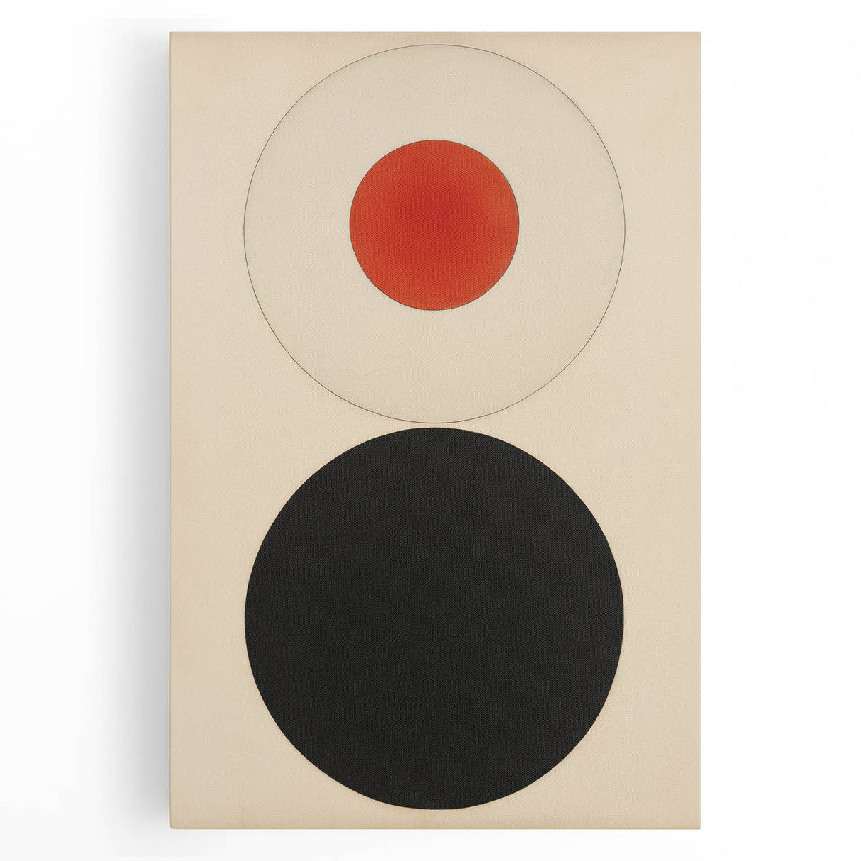 Bold Minimalist Circle Art - Red and Black Geometric Wall Canvas Decor
