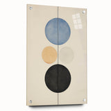 Vertical Geometric Circle Art - Modern Blue and Black Wall Canvas Decor