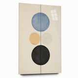 Vertical Geometric Circle Art - Modern Blue and Black Wall Canvas Decor