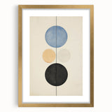 Vertical Geometric Circle Art - Modern Blue and Black Wall Canvas Decor