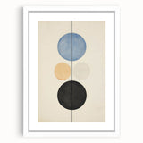 Vertical Geometric Circle Art - Modern Blue and Black Wall Canvas Decor