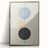 Vertical Geometric Circle Art - Modern Blue and Black Wall Canvas Decor